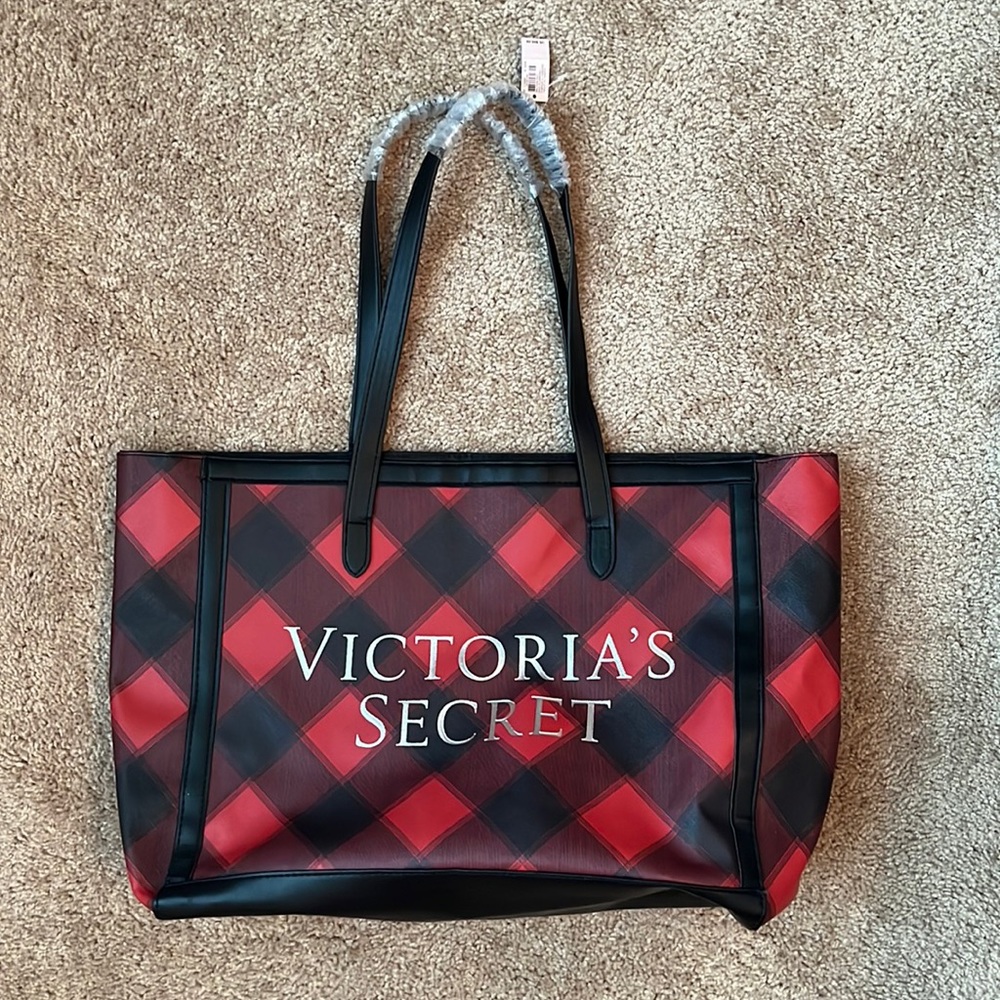 NWT Victoria’s Secret Plaid Tote Bag